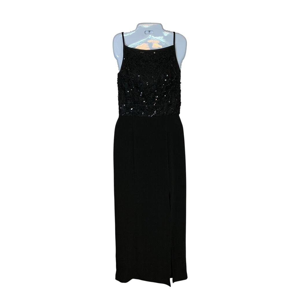 Bari Jay Sequined Sleeveless Black Corset Back Evening Gown Dress Women's 11/12